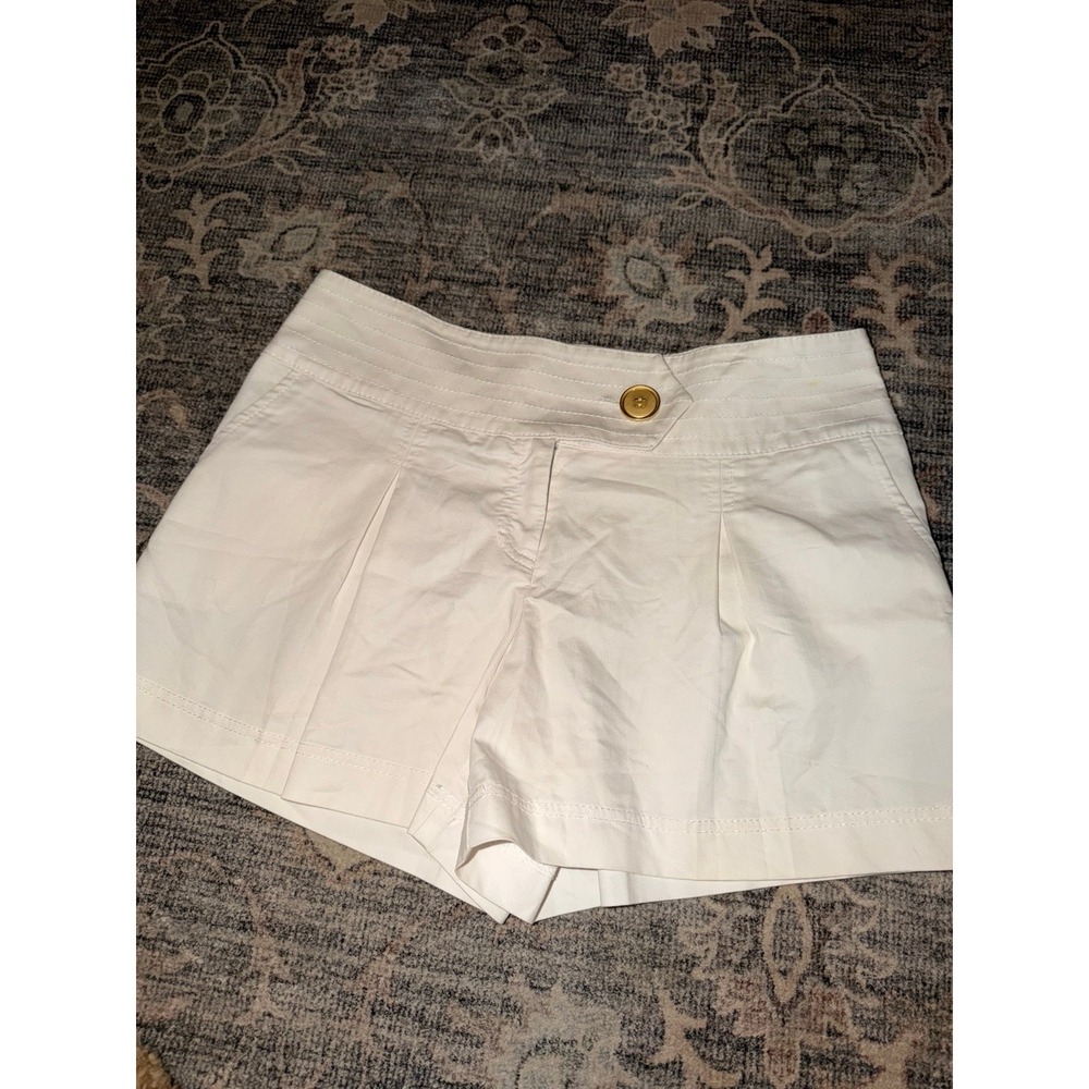 Vintage Cache White Chino Shorts High Waisted Pleated Button Front